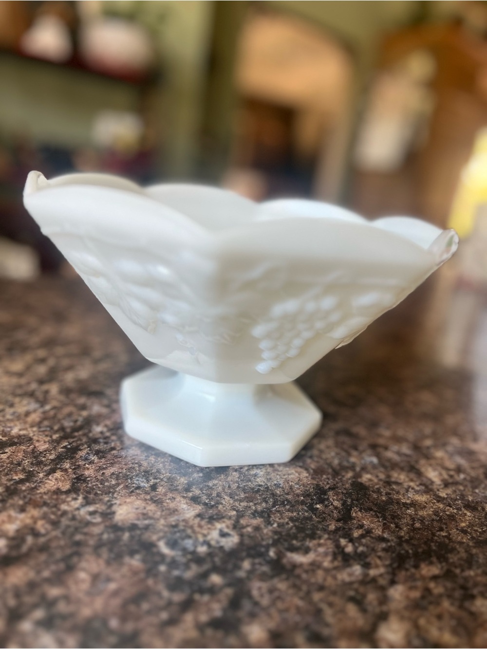Milk Glass Pedestal Compote Bowl - Harvest Grape